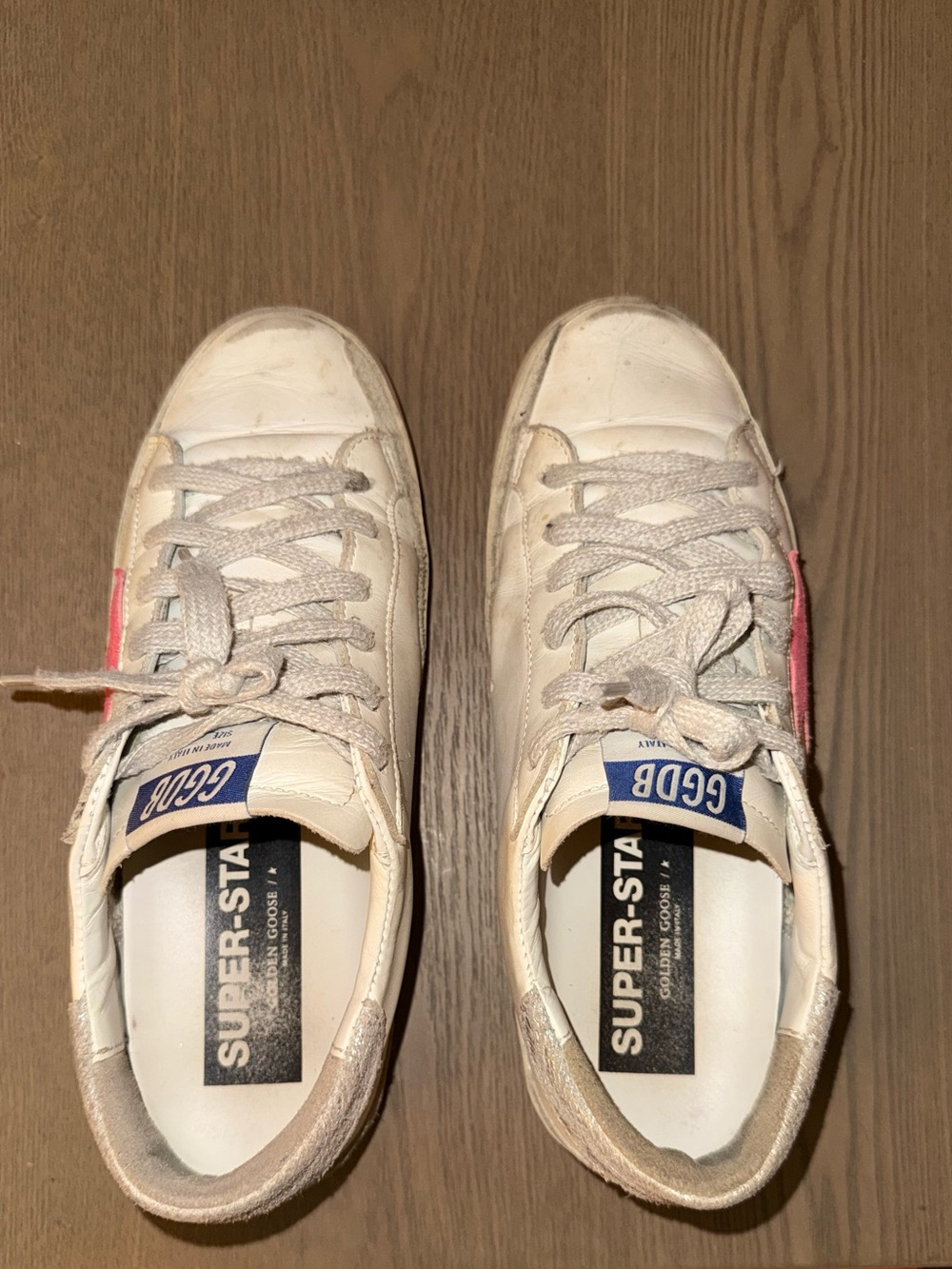 Golden Goose Low-Top White Sneakers with Pink Side Detail